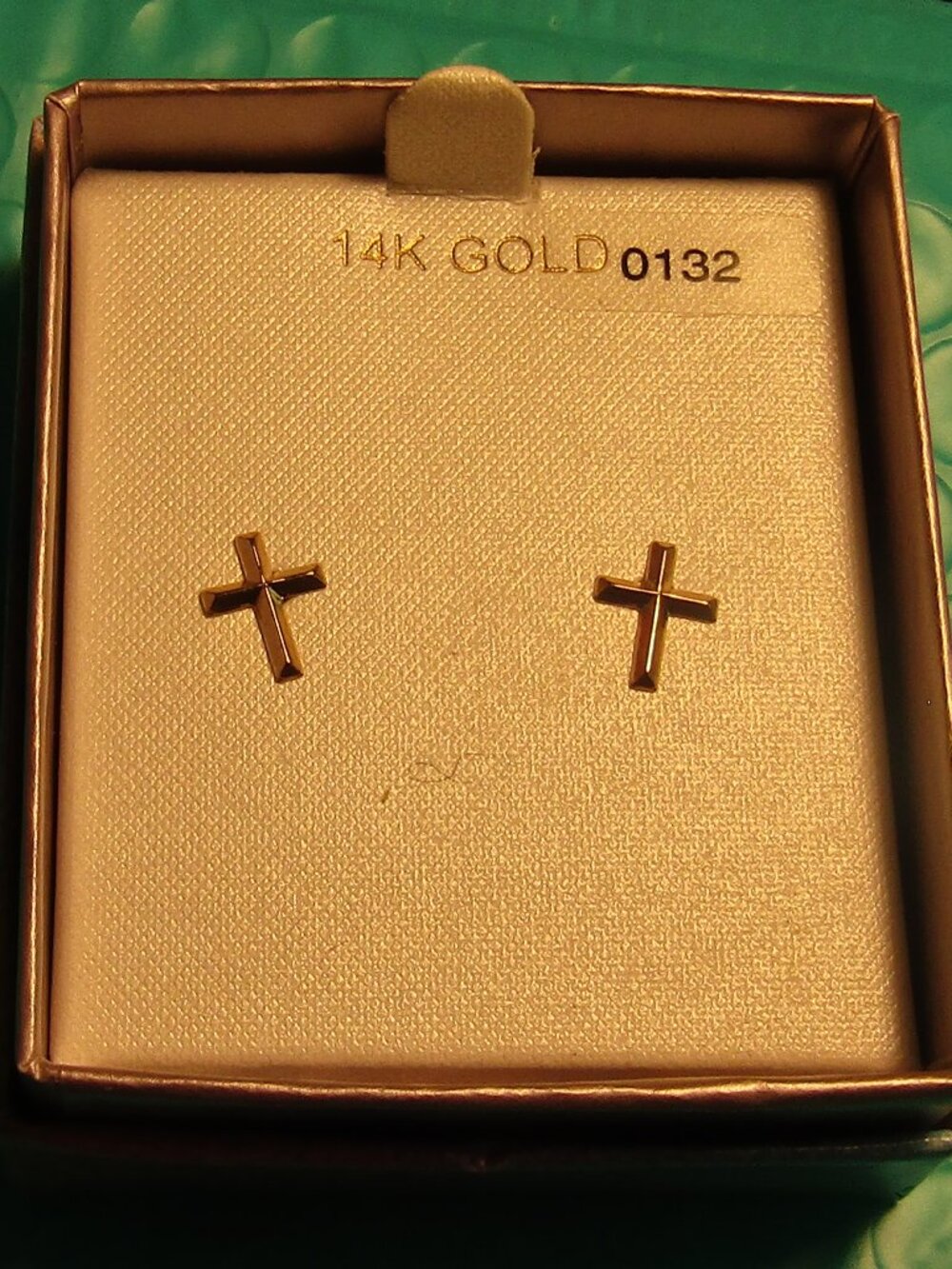 New on Card 14K Miniature Gold Pierced Earrings For Babies or young kids